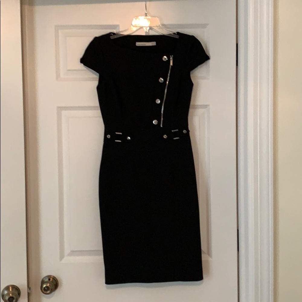 Black Ponte dress silver accents Karen Millen.